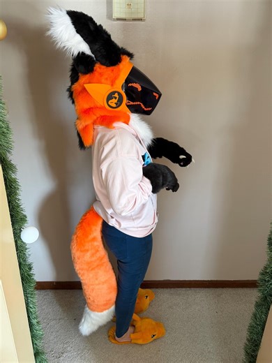 Fox Themed Protogen Premade Fursuit Partial (head, Hand Paws, and Large Tail With Belt) - Etsy