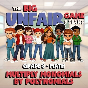 Multiply Monomials by Polynomials BIG UNFAIR Math Game - No Prep Grade 8 Review