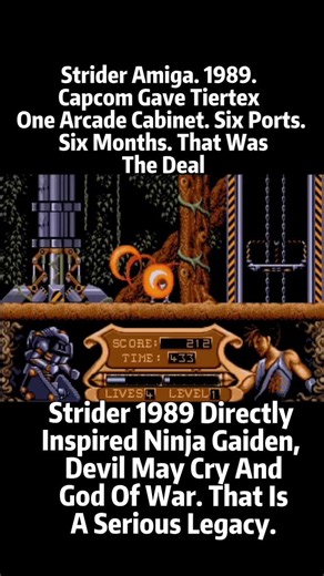 Strider Commodore Amiga - Capcom Handed Over One Arcade Cabinet And Said Good Luck To Tiertex.
