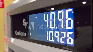 Gas pump meter with fuel price and gallons. Filling station for car refueling