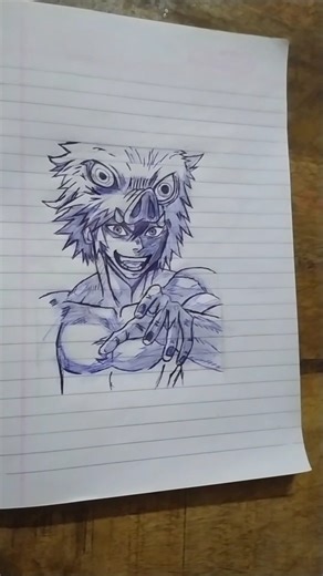 Inosuke Anime pen Drawing #art #drawing ##inosuke Anime #demons layer #pen Drawing