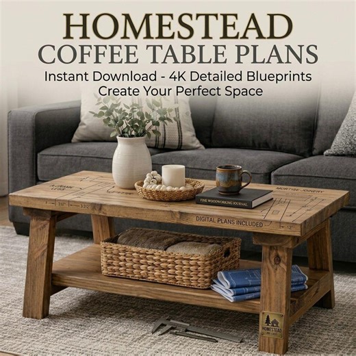 Homestead Coffee Table Plans | Rustic Wood DIY Blueprint (PDF Download) - Etsy