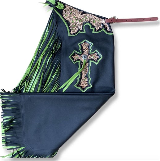 Hand-tooled Leather Bull Riding Chaps: Western Rodeo Gear With Double Fringe - Etsy