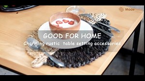 Set of 4 Pack Woven Leaf Shaped Placemats for Dining Table, Braided Place Mat Handmade Natural Seagrass Wicker Placemat Heat Resistant Hot Insulation Anti-Skidding Non-Slip (Natural Black)