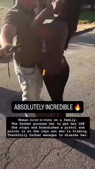 This black woman hits and runs on a family. Guy catches up to her to get insurance info. She pulls a gun on him and pointed it his 14 year old kid. Dude disarms her but not before she fires a shot into the ground. Do we have to live like this?