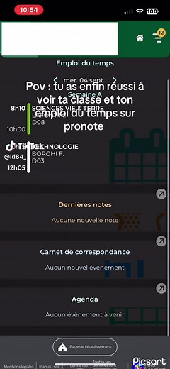 Découverte de ma classe sur Pronote