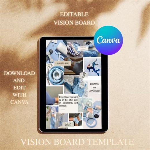 Editable Vision Board Kit Vision Board Template Printable Vision Board Motivational Poster Manifestation & Goal Setting - Etsy