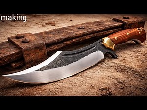 Making a Big Knife from a Truck Leaf Spring | Full Forging Process