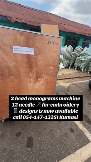 2 head monograms machine 12 needle 🪡 for embroidery 🧵 designs is now available call 054-147-1325! Kumasi #monogram #embroidery #embroiderytutorial #machinary #design