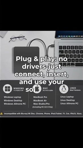 ROOFULL External CD DVD Drive — Play DVDs Anywhere! 🔥 #Shorts