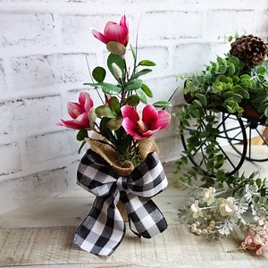 Checked Flower Pot Spring Flower Arrangement Buffalo Plaid Flower Pot Decor