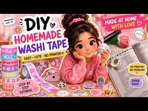 DIY Cute Washi Tape 🎀 | घर पर Washi Tape कैसे बनाएं | Easy Paper Craft