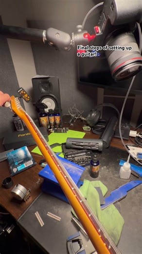 Final steps of setting up a guitar! #eletricguitar #guitartech #guitarsetup #asmr