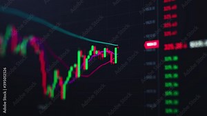 Graph of crypto currency online. Quotes of eth and btc at stock exchange. Stock exchange market chart of ethereum. View at the app on the screen of the laptop or pc
