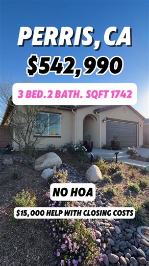 Best Neighborhoods in Southern California | 🏡 $19K Down for a New Home?! Perris, CA – New Home Opportunity! 3 bed • 2 bath • 1,742 SQFT • NO HOA 💰 $542,990 + Up to $15,000 in... | Instagram
