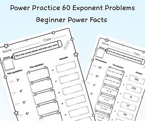 Power Practice 60 Exponent Problems Beginner Power Facts