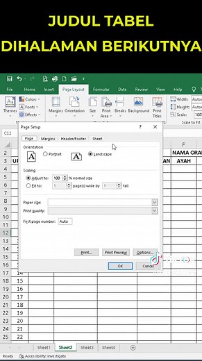 1 CARA AGAR JUDUL TABEL EXCEL MUNCUL DI HALAMAN BERIKUTNYA