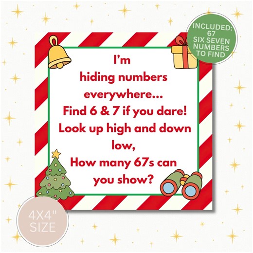 Elf Number Hunt Printable, December 6 7 Elf Game, Find Numbers Activity Card, Christmas Elf Idea Kids, Instant Download 4x4 Card - Etsy UK