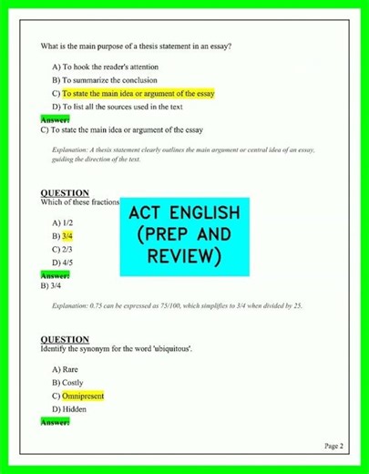 ACT ENGLISH PREP AND REVIEW 2026 Full Practice Questions Grammar Rules Study GuideFor Exam Success