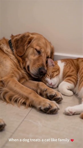 olden Retriever Grooming His Cat Friend 🐶🐱❤️ #shorts