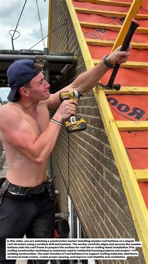 Roof Batten Installation Process on Brick House | Modern Roofing Construction Technique.