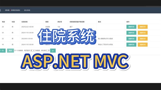 C# ASP.NET MVC 住院系统 基于【Sql Server】