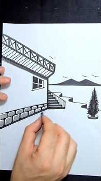 رسم اسهل منظر طبيعي 🔥😲