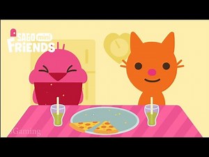 Sago Mini Friends: Robin (the bird) and Jinja (the cat) eating pizza | GsGaming