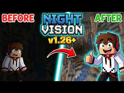 NIGHT VISION Pack for MCPE 1.26+ | Minecraft Bedrock Fullbright Texture Pack