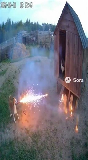 Dog Launches Firework Attack on Chicken Coop! Hidden Camera Catches Everything