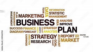 4k Business Plan Animated Tag Word Cloud;Text Design Animation typography seamless loop.