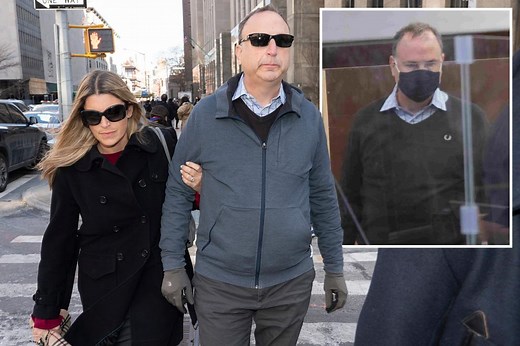Ken Kurson leaving court after pleading guilty to cyberstalking charges in February 2022