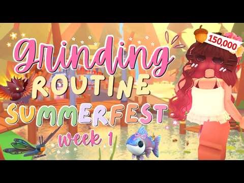 𑣲 My Grinding Routine For Summer Camp WEEK 1 (How I Get LOTS of ACORNS!) | Summerfest Adopt me! 𝜗𝜚.