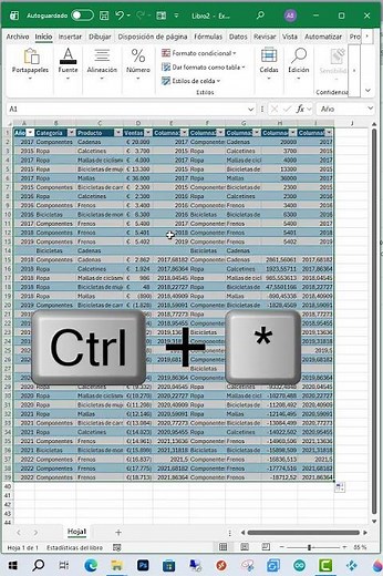 Select an entire table or range with this key combination #excel #microsoft #exceltips