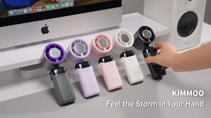 KIMMOO Handheld Portable Turbo Fan with Ice Cooler, Powerful 21000 RPM, Speed (1-199), Up to 14Hrs Cooling, Rechargeable Personal Fan, Small Pocket Hand Fans for Travel/Outdoor/Home/Office (Pink)
