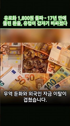 유로화 1,800원 돌파 — 17년 만에 뚫린 환율, 유럽이 갑자기 비싸졌다