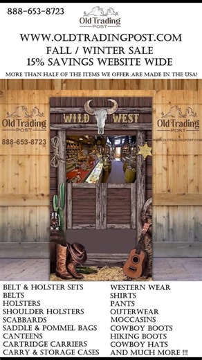 Here at Old Trading Post, we sell the Best of the West. This includes authentic and modern western wear, leather holsters, vests, hats, belts, bags, boots, and more accessories. Shop online to find your unique style. 🤠 | Old Trading Post