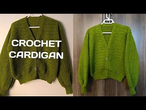 V-Neck Shaped Crochet Cardigan with Buttons | Easy & Quick Pattern Tutorial