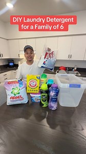DIY Laundry Detergent for my family of 6 ✅ Downy Arm & Hammer Gain OxiClean #diy #laundryhack #laundry #dadsoftiktok #fyp #foryoupage #fyp #viral #family #explore #reels | Bernardo Macias