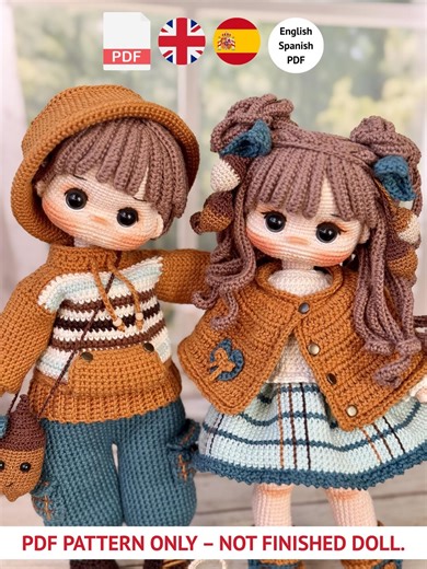 Amigurumi Doll Crochet Pattern: Ege and Ece Doll Tutorials (PDF Download) - Etsy