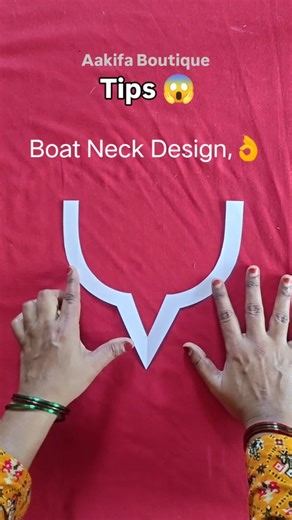 Aakifa Boutique on Instagram: "Boat Neck Design Cutting With V Shape || Sewing Tips And Tricks . . . #boatneckdesign #trendingreels #trendingdesigns❤️ #viralvideos #reels #tip #instanow #silai"