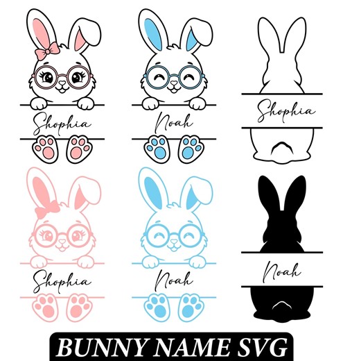 Bunny Name SVG Cut File | Personalized Easter Frame Outline (svg, Png, Ai) - Etsy