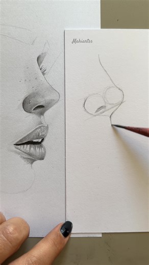Realistic Nose Drawing Tutorial | Mahi's Art Gallery