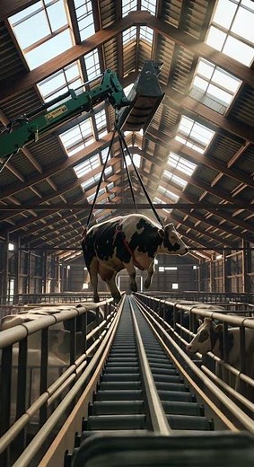Giant Tractor Lifts and Transports a Huge Cow — Incredible Farming Power