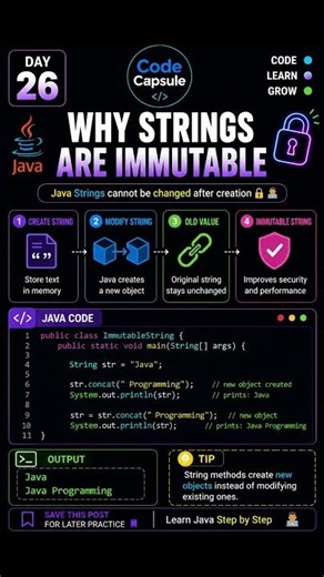Why Java Strings Are Immutable? 🤯 Learn the secret every Java developer must know 🚀 #coding #java