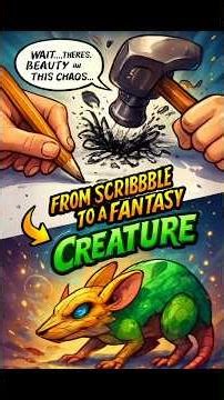 “From Random Scribbles to a Fantasy Creature 🐭✨ #Shorts #art #drawing