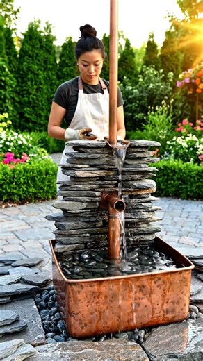 DIY Tiered Copper Water Fountain Build | Stunning Garden Water Feature Transformation