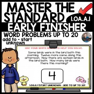 Addition Word Problems up to 20 | Early Finisher Activity NO PREP Slideshow