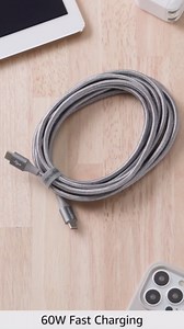 Amazon Basics USB C to USB C Cable Charger Cable, Nylon Braided Cord, 480Mbps Speed, USB-IF Certified, for Apple iPhone 16/15, iPad, Samsung Galaxy, Tablets, Laptops, 10 Foot, Dark Gray