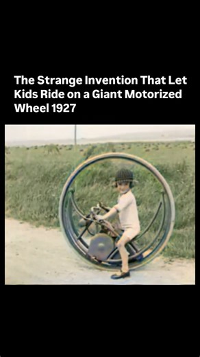 Past Insight on Instagram: "(Follow) us @past.insight In 1927, inventors unveiled one of the era’s most bizarre children’s contraptions, a massive motorized wheel designed for kids to sit inside while it rolled across the ground. It looked futuristic and fun, but safety was questionable even by 1920s standards. Still, inventions like this show just how experimental and fearless early 20th-century engineering really was. #history #vintage #invention #retrotech #weird"